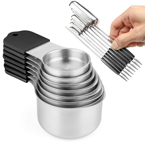 15-Piece Magnetic Measuring Cups and Spoons Set with Leveler, Black - color: Black