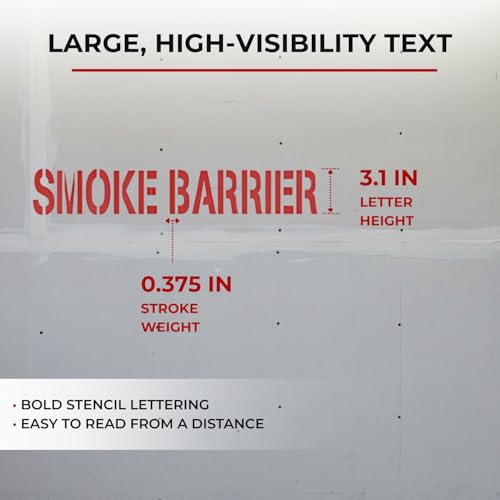 Fire Barrier Stencil Kit – 1 Hour & 2 Hour Fire Rated Wall Marking Stencils, 3” Letters | 7-Piece Mylar Construction Fire Wall Stencil Set - size: 3-Inch Letters