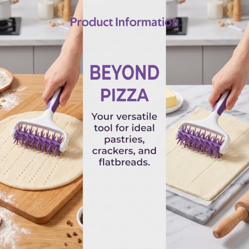 Pizza Dough Docker,Pastry Dough Roller for Home & Commercial Kitchen,Pizza Making Accessories，Purple