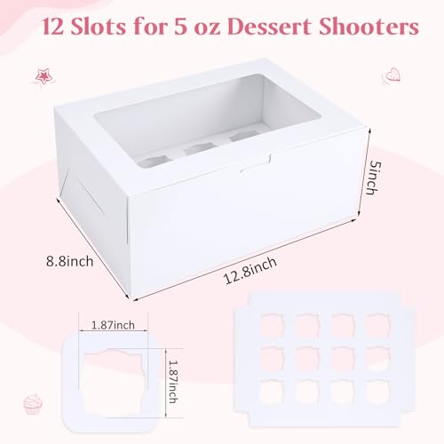 15 Pack Dessert Shooter Box with Window, 12 Count 5 oz, White - color: White, size: 12 Count 5 oz
