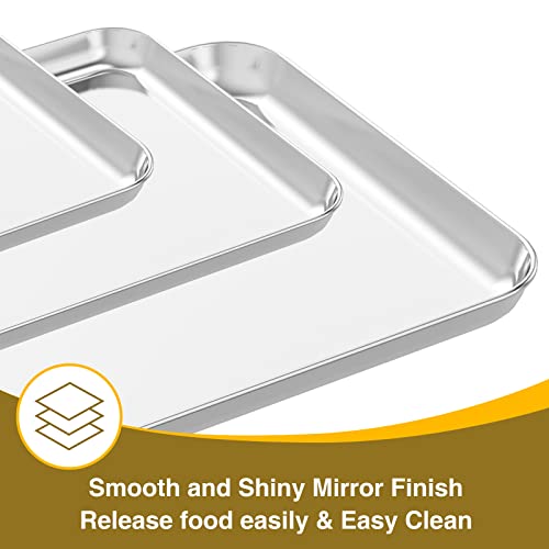 Wildone Baking Sheet with Rack Set (3 Pans + 3 Racks), Stainless Steel Baking Pan Cookie Sheet with Cooling Rack, Non Toxic & Heavy Duty & Easy Clean - size: 16 /12 /9 inch