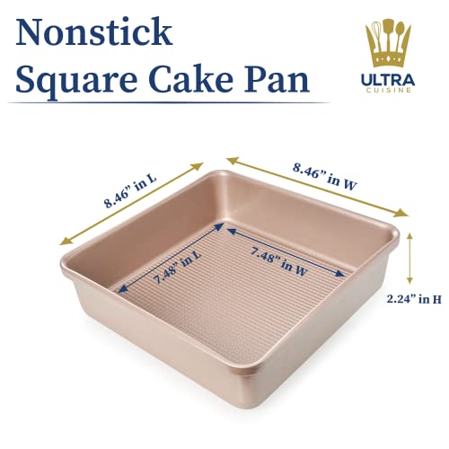 Ultra Cuisine Nonstick Square Cake Pan, Nonstick Baking Pan, 8 x 8 inch - size: 8.46 x 8.46 x 2.24