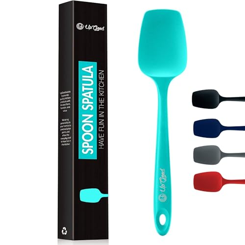 Silicone Spoon Spatula - 600ºF Heat-Resistant Non-Stick Rubber Spoonula | Use as Silicone Kitchen Scraper Utensil - Baking and Cooking Strong Stainless Steel Core | UpGood Kitchen Utensils, (Teal) - color: Teal