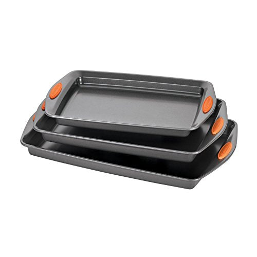 Rachael Ray Yum-o! Nonstick Bakeware Oven Lovin' Cookie Pan Set for Baking - color: Orange Grips