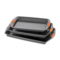 Rachael Ray Yum-o! Nonstick Bakeware Oven Lovin' Cookie Pan Set for Baking - color: Orange Grips