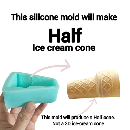 Ice cream half cone silicone mold, realistic ice cream cone flexible silicone mold - style: Half cone silicone mold