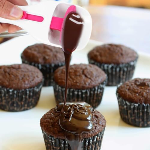 Tiiyee Cupcake Scoop, 2PCS Batter Dispenser Sliding Button Dispenses DIY