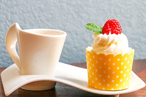 Paper Baking Cups (Polka Dots), Greaseproof Disposable Cupcake Liners (Yellow, Large Cups (50-Pack)) - color: Yellow
