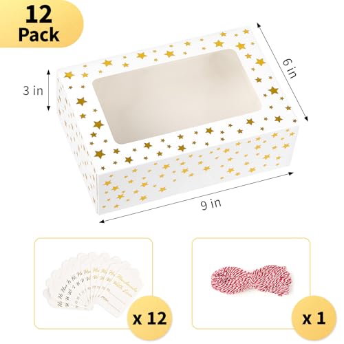 Ocmoiy 12 PCS Christmas Cookie Boxes for Gift Giving, 9x6x3 Inch