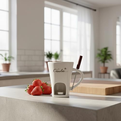 Chocolate Melting Mug, Party Fondue Cup with Candle Melting Pot - color: Red