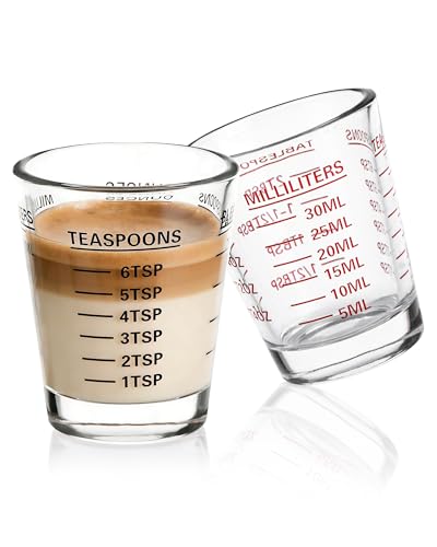 Shot Glass Measuring Cup Set, 2 Pack Espresso Shot Glasses (RED&Black) - color: 2 Pack-1Red+1Black