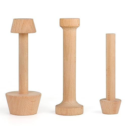 3 Pcs Wooden Tart Tamper Set, Double Side Pie Pastry Dough Tampers, DIY Cake Egg Tart Pan Mold Presser Baking tool for Mini Egg Tart Shells,Pastry, Cheesecake, Mini Pie and Dessert Baking