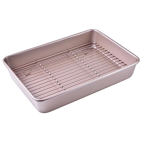 13 Inch Baking Pan With Rack Carbon Steel Nonstick Tray for Oven Roasting - size: 13 Inch Deep