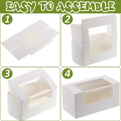 Ireer 40 Pcs 40 Pcs 8 x 4 x 4 Inch Bakery Boxes with Window, White