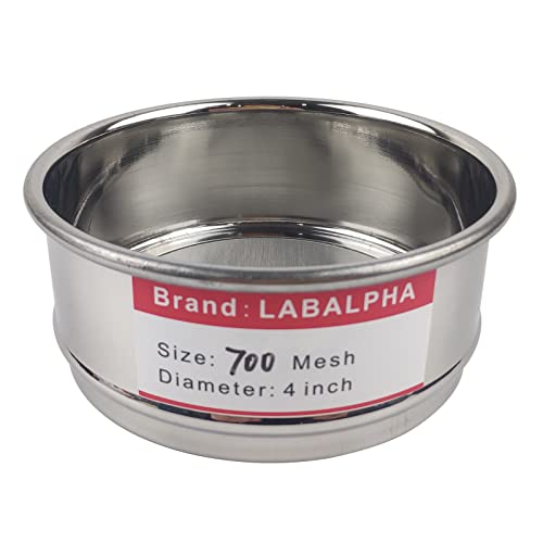 LABALPHA 700 Mesh Lab Sieves, Test Sieve #700 Mesh, 4'' Diameter, 304 Stainless Steel Wire Cloth (0.023mm) - size: 700 mesh (0.023mm)