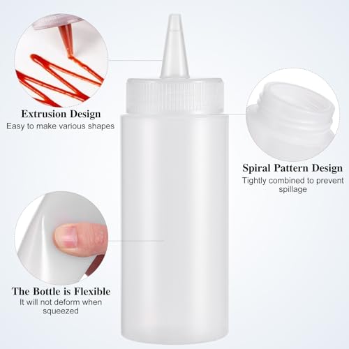 Tofficu 6 Pcs Plastic Squeeze Bottles 4 Oz (120ml)