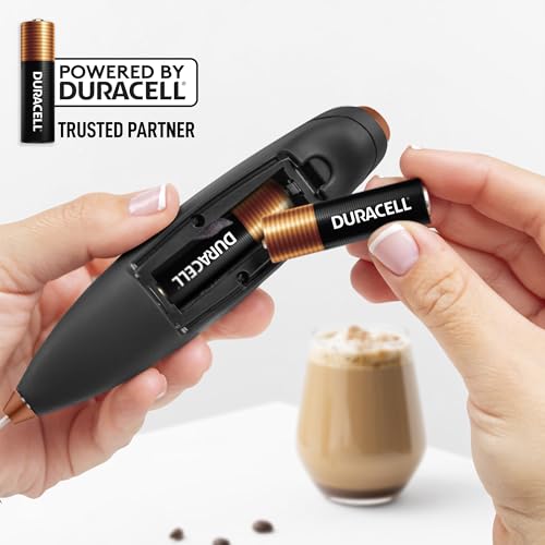 Zulay Kitchen Powerful Milk Frother Wand With Duracell Batteries - Ultra Fast Handheld Drink Mixer - Electric Whisk Foam Maker for Coffee, Lattes, Cappuccino & Matcha - Triple Whisk - Luster Copper - color: 05 - Black Copper, size: Triple Whisk + Batterie