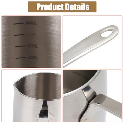 Stainless Steel Butter Warmer Pot 900ml/30.4oz, with Scale Marks - size: 1 Quarts