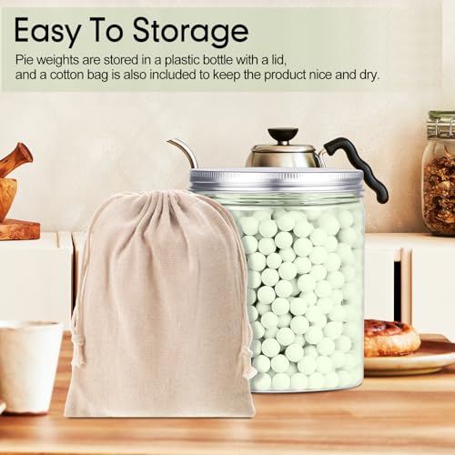 Patelai 1 Pcs 2 lb Pie Weights Ceramic, 50 Pcs Parchment Paper, Light Green - color: Light Green