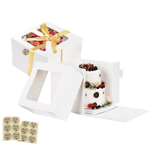 Tall Cake Boxes 12x12x12 Cake Boxes for Weddings Birthdays, 2Pack