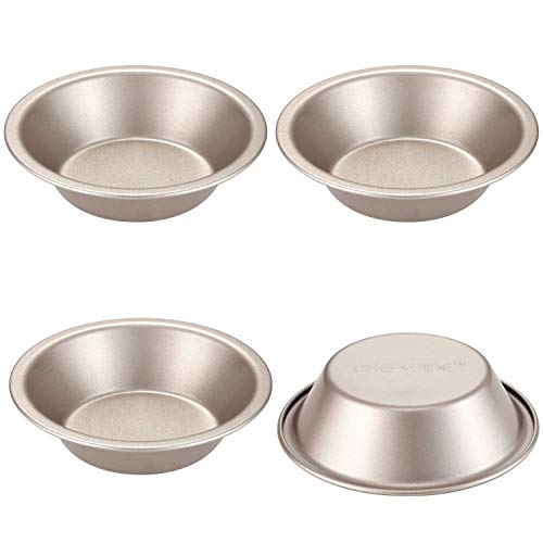 CHEFMADE Mini Pie Pan Set, 5-Inch 4Pcs Non-Stick Round Bread and Cake Bakeware for Oven and Instant Pot Baking (Champagne Gold) - size: 02 - 5" Cone 4Pcs