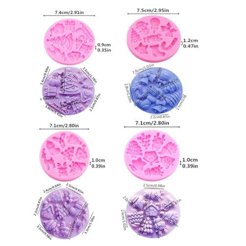 4PCS Christmas Theme Silicone Mold Snowflake Christmas Tree Snowman Bell Creative Baking Chocolate Cake Dessert Decoration Mold DIY Resin Jewelry Accessories Silicone Molds SD-176-221-252-325 - color: Style B