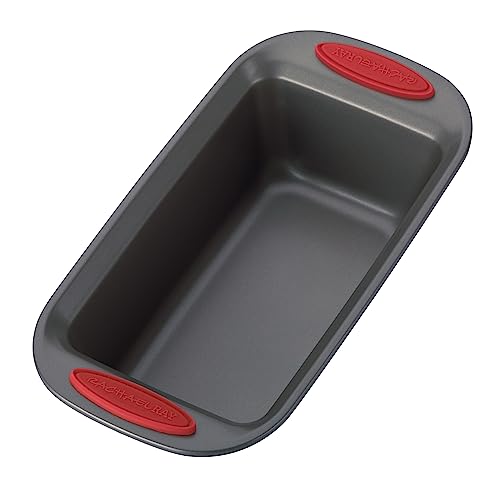 Rachael Ray 47962 Yum-o! Bakeware Oven Lovin' Nonstick Loaf Pan, 9-Inch by 5-Inch Steel Pan, Gray with Red Handles (Pack of 6) - color: Gray with Red Grips, size: 9 Inch x 5 Inch (Pack of 6)