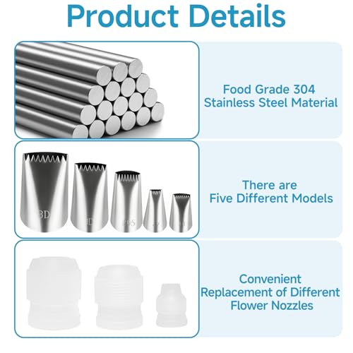 8 Pcs Basketweave Piping Tips Set with Couplers - color: 3D/1D/895/48/47