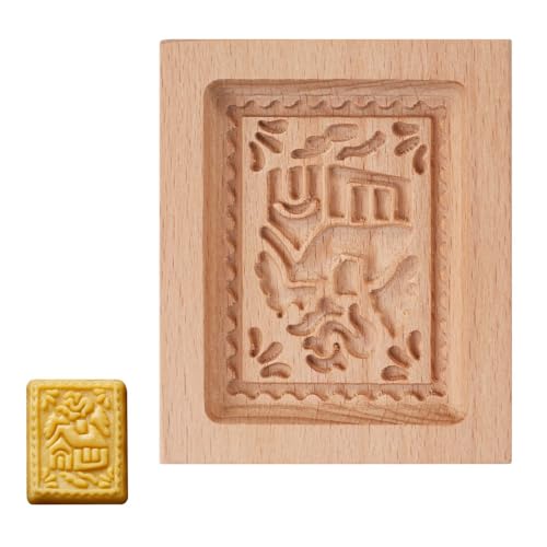 Wooden Cookie Mold, Carved Biscuit Molds, Easy to Demold, Cookie Press Stamp Mould for Halloween Christmas Thanksgiving Party DIY - color: Snow House Pattern