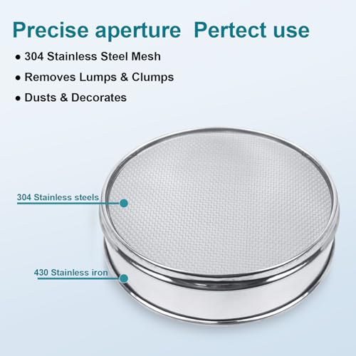 7.9" (20cm) 304 Stainless Steel Lab Sieve, 12 Mesh (1.7mm) Screen Sifter - size: 12Mesh(1.7mm)/Ф7.9in