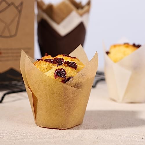 Bake Choice 100pcs Extra Large Natural Tulip Cupcake Liners, 65GSM Paper - color: Natural