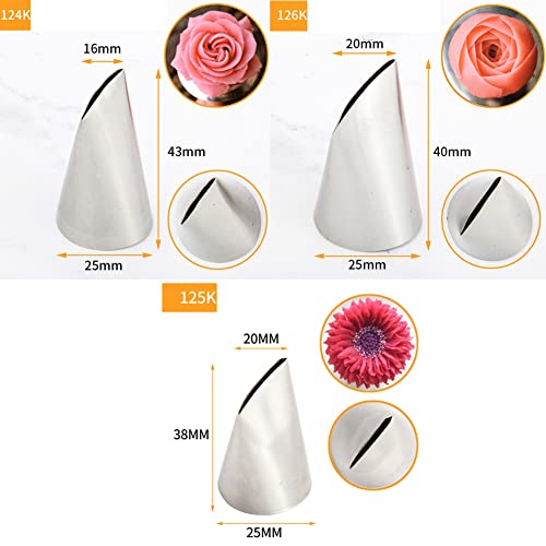 Flower Piping Tips Rose Petal Pastry Tips Chrysanthemum Tips Flower Icing Piping Cream Nozzle For Cake Cupcake Decorating - color: Type H