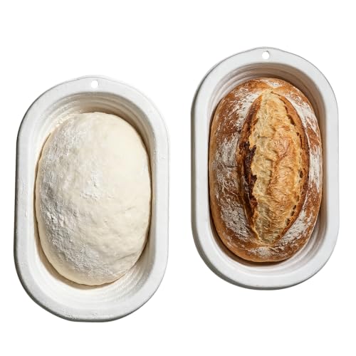 Wood Pulp Oval 1kg Banneton Bread Proofing Basket 2 Pack - style: Oval