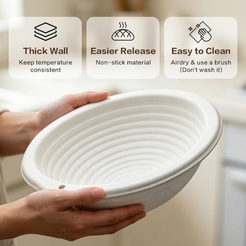 9'' Wood Pulp Round 1kg Banneton Bread Proofing Basket 2 Pack - style: Round