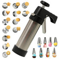 22-Piece Stainless Steel Cookie Press Set, 13 Discs & 8 Piping Tips - color: Black
