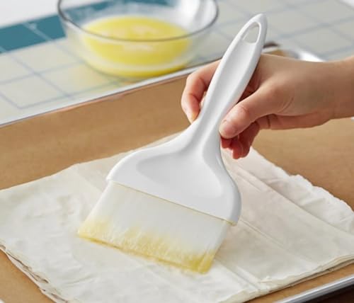 Soro Essentials- 4" Flat Nylon Pastry Basting Brush with Plastic Handle- Basting Baking Brush for Butter Oil Glazes BBQ Sauce Marinades & Grilling - size: 4 Inch
