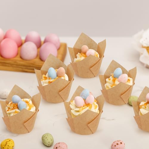 Ruisita 150 Pcs Mini Cupcake Liners Muffin Liners Baking Cups - color: Natural, White, Brown, Black