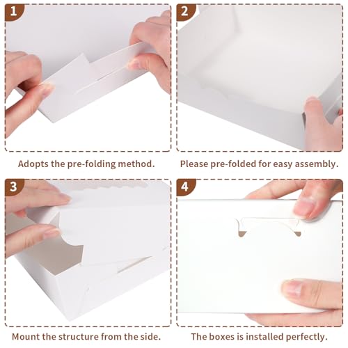 36 pcs Cookie Boxes,9x6x2.5 Inch Large Bakery Boxes with Window for Pies Chocolate Strawberries Muffins Donuts Pastry Dessert Christmas (White, 9 * 6 * 2.5inch/36pcs) - color: White, size: 9*6*2.5inch/36pcs