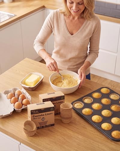 Bake Choice 400pcs Mini Cupcake Liners for Baking, Muffin Liners - color: Natural