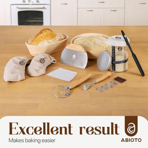 ABIOTO Sourdough Starter Kit with Bread Proofing Baskets & Tools, 24-Pieces - size: 24-Piece Kit
