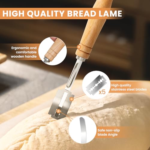 Kikcoin 9" & 10" & 10" Banneton Bread Proofing Basket Set, Round & Oval Banneton Basket for Sourdough Baking, Baking Supplies with Linen Liner, Bread Lame & Dough Scraper, Sourdough Proofing Tools - size: 9" Round & 10" Round & 10" Oval