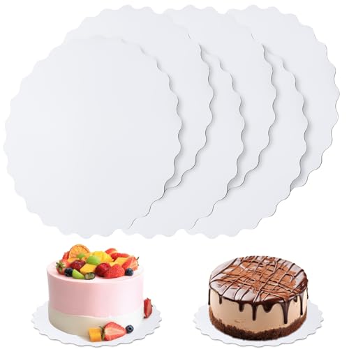 6Pcs Wave Cake Boards,White Cake Boards 10 inch Round,Oil-Proof Cake Base - color: White-wave-6pcs