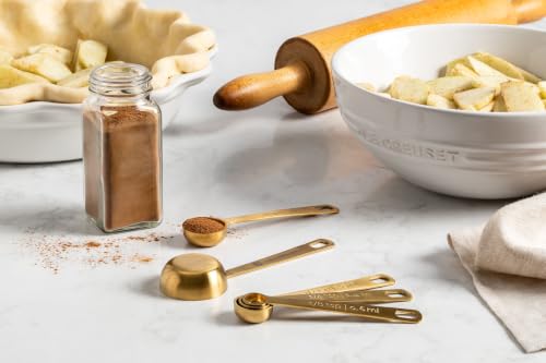 Le Creuset Stainless Steel Measuring Spoons, Gold Finish, Set of 5 - color: Stainless Steel with Gold Finish, style: Measuring Spoons