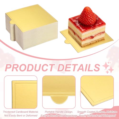 uxcell 50 Pcs Mini Cake Board 3.5 Inch Mousse Base Square Gold - color: Gold, size: 3.5 Inch