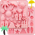 2Pcs Summer Beach Theme Silicone Molds for Chocolate, Coconut Tree Starfish Shells Beacon Pineapple Shape Candy Chocolate Mold for Tropical Summer Party Marine Jello Cookie Ice Cube Baking Mould - color: B