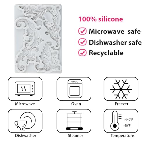 Baroque Fondant Mold Curlicues Scroll Relief Lace Silicone Molds - color: Style T