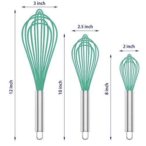 OYV Teal Silicone Whisk Set of 3, 8/10/12 Inch, Non-Scratch, Aqua - color: Premium(Aqua Pack)