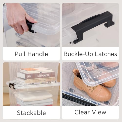 Citylife 22 Qt Plastic Storage Bins with Latching Lids 4 Packs - color: Clear White, size: 22 QT-4 Packs
