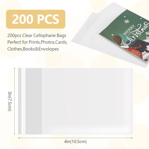Clear Cellophane Bags Self Adhesive Treat Bags Cello Cookie Bags Small Self Sealing Plastic gift Bags 1.4 Mil for Bakery Candies Candle Soap Card 200 Pcs 3 x 4In - color: Clear, size: 3x4inch(200pcs)