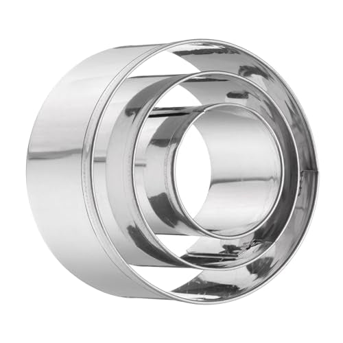 HARFINGTON 3Pcs Circle Round Cookie Cutters Set Assorted Sizes Stainless Steel Geometric Holiday Cookie Cutters Biscuit Mould for Pastry Fondant Cake Cookie - style: Circle Round
